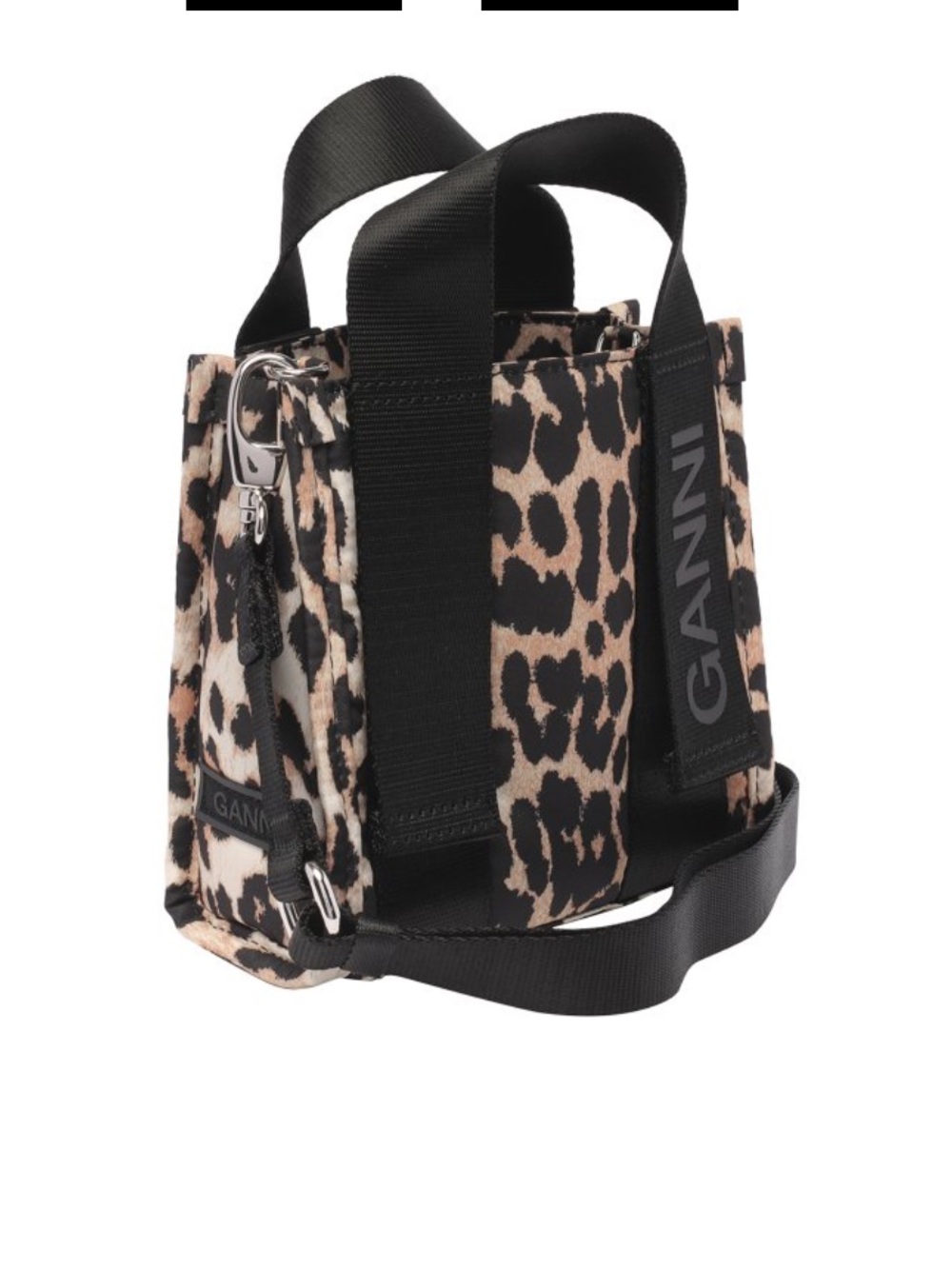 GANNI
Recycled tech mini tote leopard print